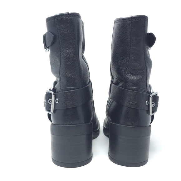 Kenneth Cole Stride Black Leather Motorcycle Boots Winter - Picture 6 of 12